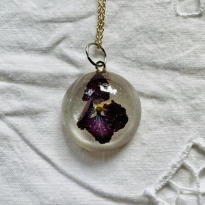 Purple Hydrangea Dome Resin Pendant