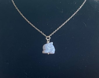 Blue Lace Agate Rabbit Pendant