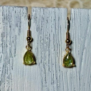 Green Kyanite and Gold Earrings