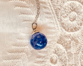 Cornflower Petal Resin Pendant Sphere (Small)