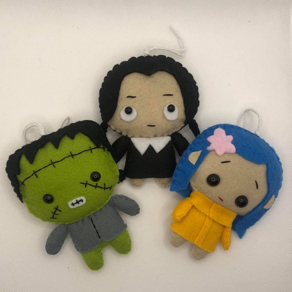 Halloween Felt Decorations/Tree Decorations Frankenstein/Wednesday/Coraline/Monster/Addams/Ghost/Pumpkin