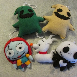 Nightmare Inspired Felt Decorations/Tree Decorations Jack/Sally Before Christmas