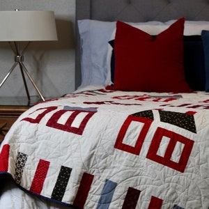 Handmade Americana Throw Quilt: Vintage Farmhouse Decor