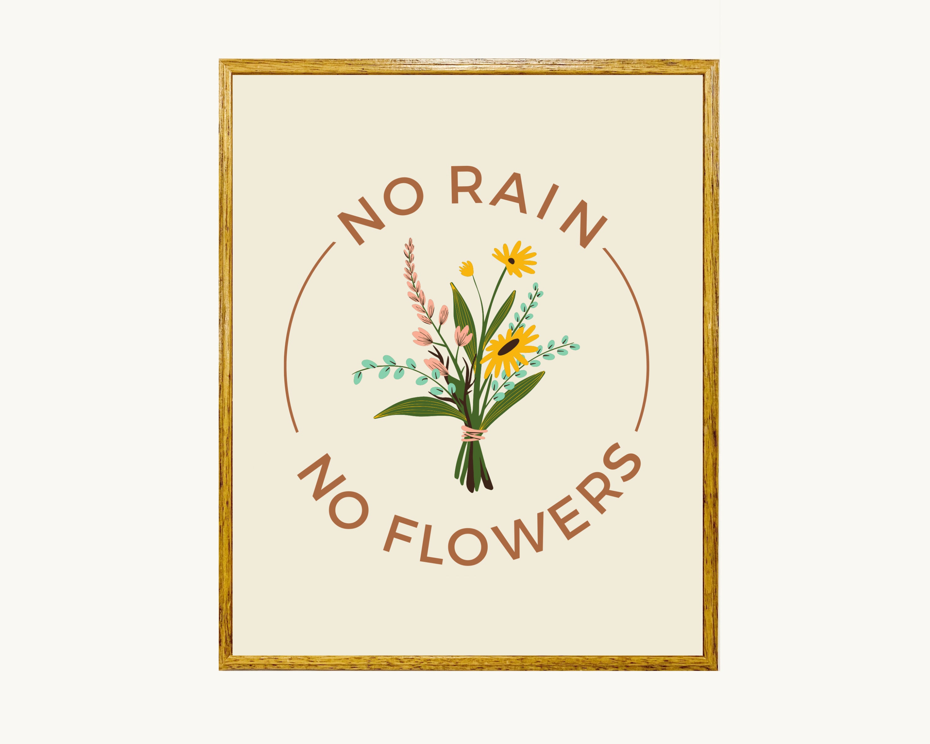 No Rain No Flowers Art Cute Quote Print Teen Bedroom Decor Etsy