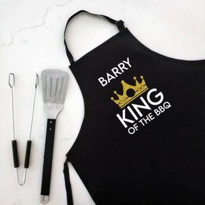 Personalised King of the BBQ Apron - Black or Beige 100% thick cotton apron | Father's Day | Christmas | Gift For Men