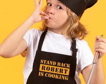 Personalised Stand Back Kids Cooking Apron | Kids Cook | Custom Children Apron | Little Chef Apron | Young Chef | Funny Kids Apron