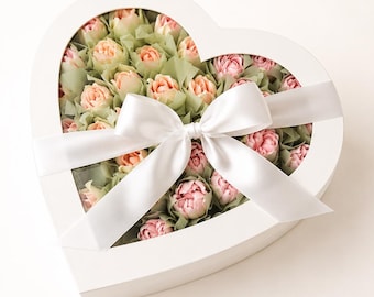 Heart Shaped Tulip Gift Box | Handmade Zephyr Flowers | Edible Flower Bouquet | Luxury Gift for Her