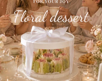Floral Zephyr Celebration Box | Edible Flowers Cake Alternative | Luxury Dessert Centerpiece | Birthday & Tea Party Gift