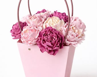 Edible Peony Bouquet, Marshmallow Flower Arrangement, Handmade Zephyr Flowers, Luxury Gift for Her, Pink Floral Bouquet