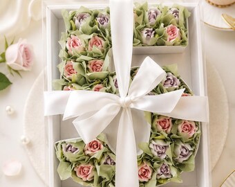 Number Shaped Tulip Gift Box | Handmade Zephyr Flowers | Edible Flower Bouquet | Personalized Birthday Gift