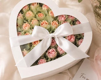 Heart Shaped Marshmallow Tulip Gift Box | Handmade Zephyr Flowers | Edible Flower Bouquet | Luxury Gift for Her  | Marshmallow Flowers