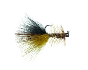 Woolly Bugger Fly Fishing Streamer: Olive, Brown, and Black - Hook Size 10