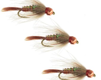 Fly Fishing Flies - CDC Bead Head Pheasant Tail Nymph - Soft Hackle Pheasant Tail - Trout Flies for Fishermen - 3 Pack of Premium Flies