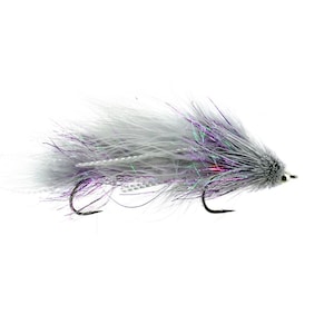 Articulated Streamer Fly: Heavy Hitter, Grey & Purple, Size 01 Hook