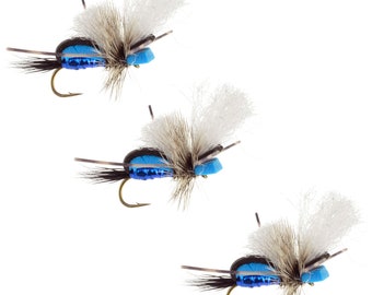 Hippy Stomper Blue Dry Fly - Hand Tied Fishing Flies - 3 Pack