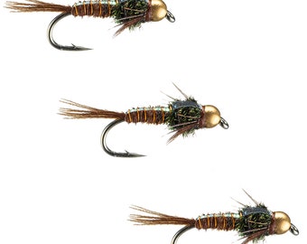 Flashback Pheasant Tail - Fly Fishing Flies for Trout - Fly Fishing Gift - Pheasant Tail Nymphs - Fishing Lures - 3 Pack of Flies