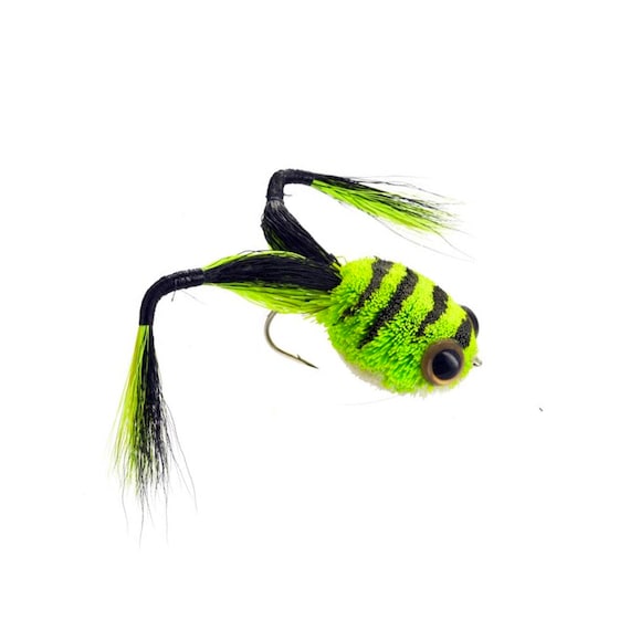 Bass Fishing Flies - Deer Hair Frog - Frog Fly Size 6 Fly - Bass Lures -  Pike Lures - Muskie Lures