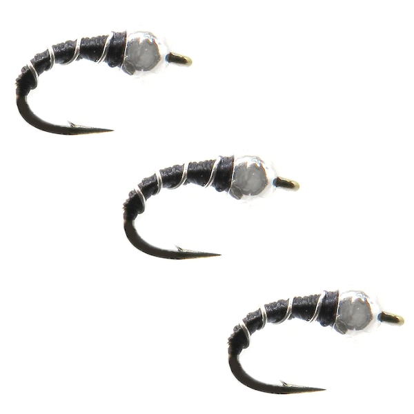 Tungsten Zebra Midge Black - Midge Fly Fishing Fly - Best Trout Flies - 3 Pack of Fly Fishing Flies - Fishing Lures