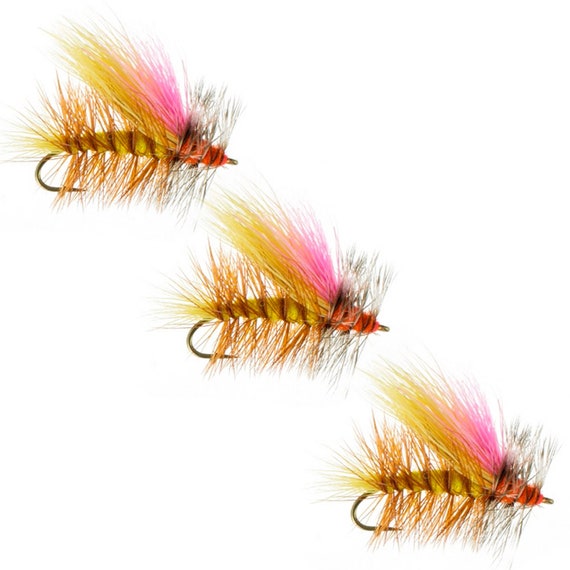 Dry Fly Attractor Psycho Stimulator Pink Yellow Dry Flies for