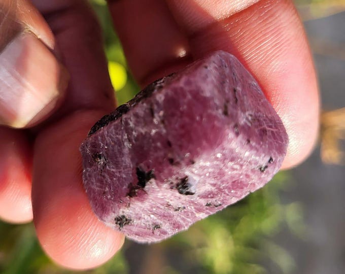 thumbnail interactive-video image 1 of 2 Lbs Natural Raw Ruby Crystal – Hexagon Shape Rough Gemstone From South Africa (Uncut, Unenhanced) 1 of 2