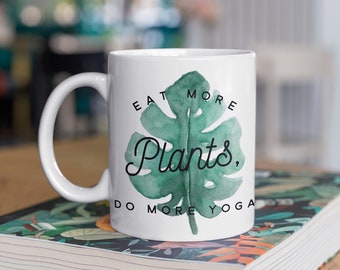 Vegan Coffee Mug, Eat More Plants Do More Yoga, Cute Vegan Mug, Gift For Vegan, Vegan Mug, Vegan Gift For Her, Vegetarian Mug, Ceramic Mug