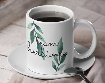 Vegan Coffee Mug, Team Herbivore, Cute Vegan Mug, Vegan Coffee Cup, Gift For Vegan, Vegan Mug, Vegan Gift For Her, Vegetarian Mug