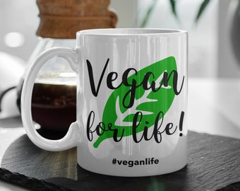 Vegan For Life, Vegan Coffee Mug, Cute Vegan Mug, Gift For Vegan, Vegan Mug, Vegan Gift For Her, Vegetarian Mug, Vegan Birthday Gift