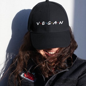 Vegan Friends Inspired Dad Hat, Vegan Fashion, Vegan Baseball Cap, Vegan Apparel, Embroidered Buckle Strap Back Adjustable Unisex Cotton Hat