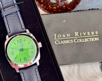 Joan Rivers Bold Green Face w/Navy Blue Band Watch