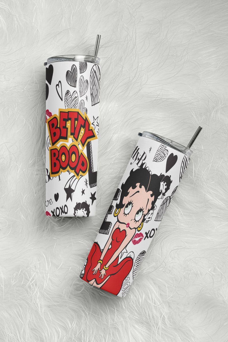 Betty Boop 20oz Skinny Tumblers With Lid and 2 Straws Etsy