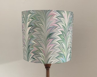 Handmade Drum Lampshade in Marbled Paper