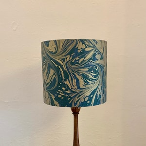 Handmade Drum Lampshade in Marbled Paper