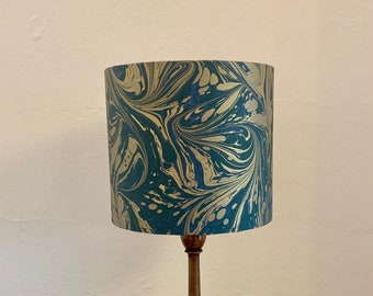 Handmade Drum Lampshade in Marbled Paper