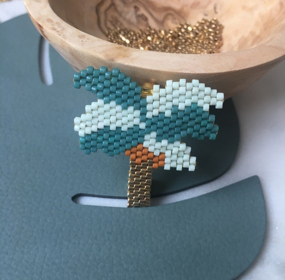 Palm tree brooch - Coconut tree - pearl jewel gift