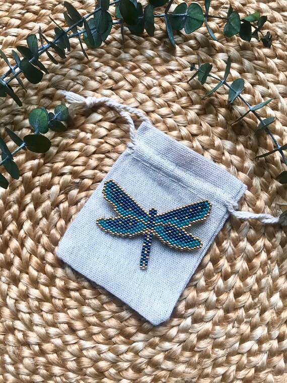 Brooch Blue Dragonfly - gift jewel pearls