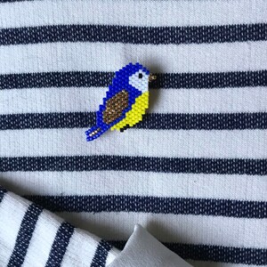 Broche Oiseau Mésange Bleue cadeau bijou perles image 7