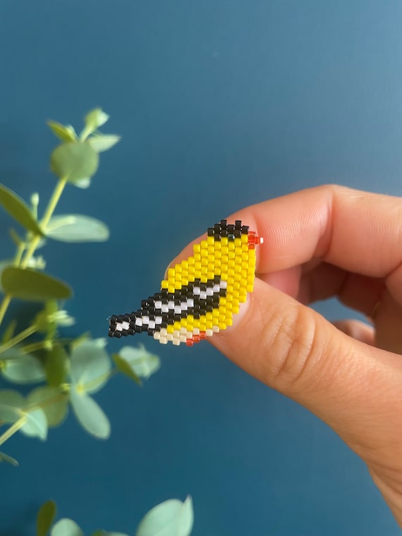 Yellow Goldfinch Bird Brooch - pearl jewelry gift