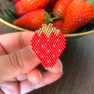 Strawberry/Fruit Brooch - Beaded Jewelry Gift