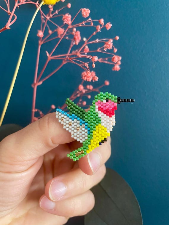 Hummingbird Bird Brooch - Pearl Jewelry Gift