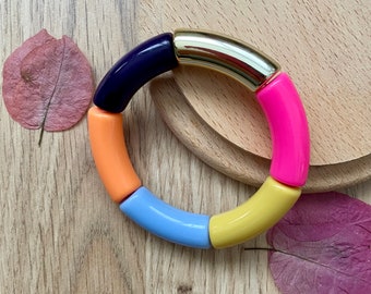 Beaded Bracelet Colorful Tubes Seventies - Beaded Jewelry Gift