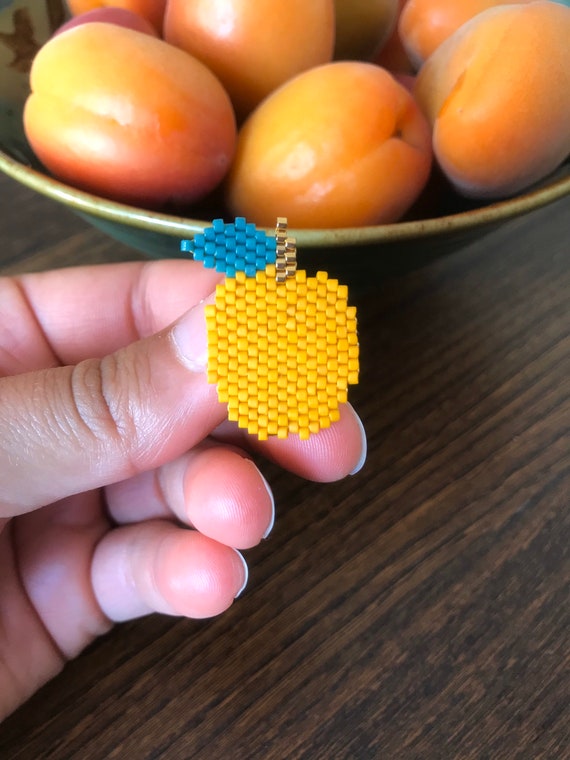 Apricot / fruit brooch - pearl jewelry gift