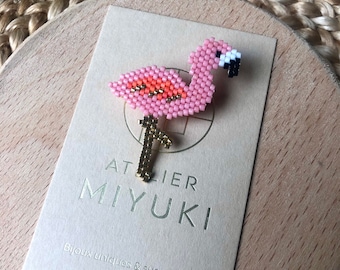 Pink Flamingo brooch - pearl jewelry gift