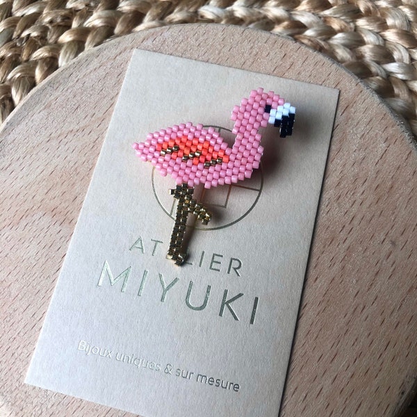 Broche Flamant Rose - cadeau bijou  perles