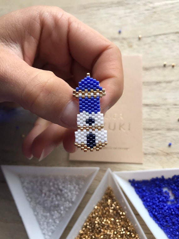 Blue Lighthouse Brooch - pearl jewelry gift