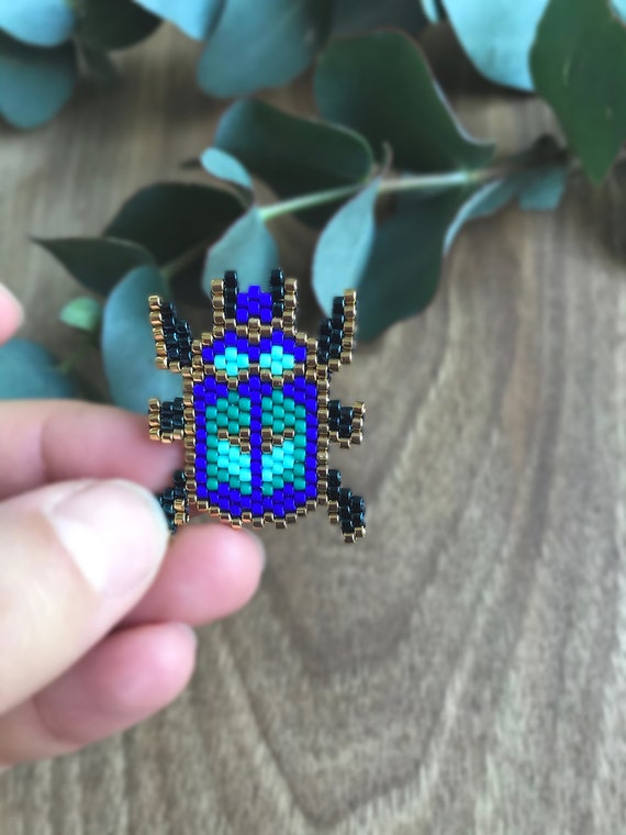 Blue Scarab Insect Brooch - Pearl Jewelry Gift