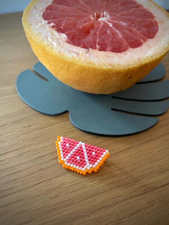 Grapefruit / fruit quarter brooch - pearl jewelry gift