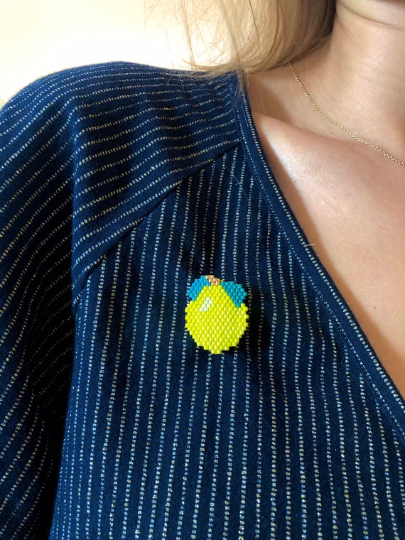 Lemon / fruit brooch - pearl jewelry gift
