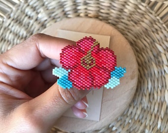 Broche Fleur Hibiscus - Cadeau bijou perles