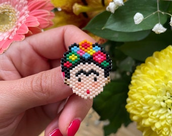 Broche Mexicaine Frida Kahlo - cadeau bijou perles
