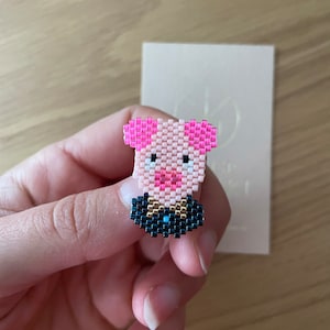 Brooch Pig in pearls - animal jewel gift